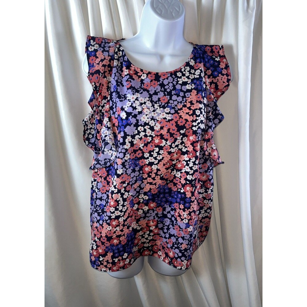 Juicy Couture Women’s Floral Ruffle Sleeveless Blouse Size M Multicolor Barbie